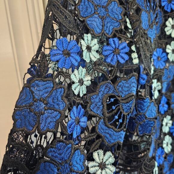 Bagatelle Floral Jacket Womens Small Blue Embroidered Floral Whimysgoth Sheer - Picture 4 of 10